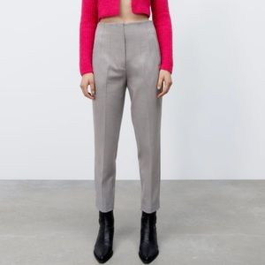 ZARA High-Waisted Pants - Light Gray